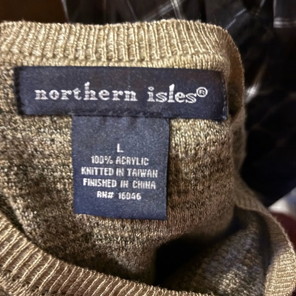 Vintage Made In USA Northern Isles Grandpa Sweater Tan Brown Men's Size Large - Picture 7 of 11